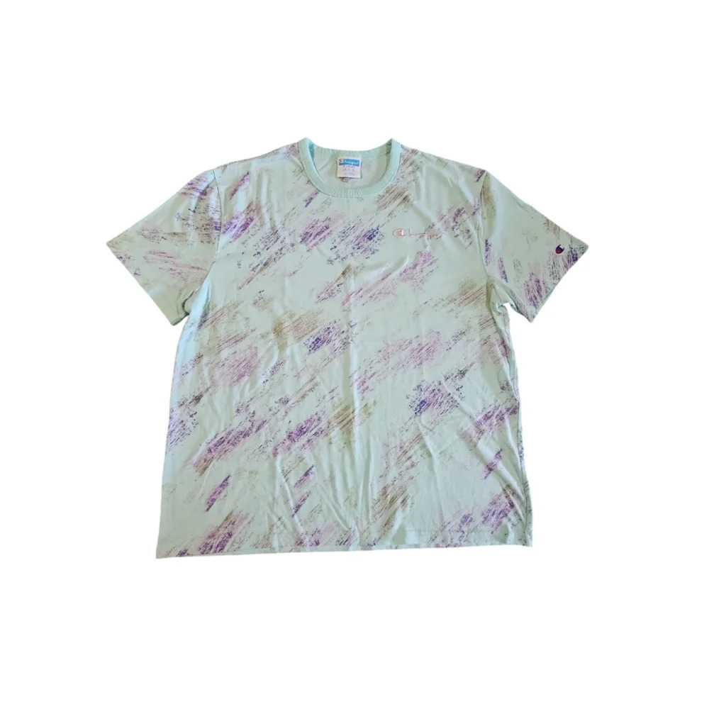Champion T-Shirt Mens XL Mint Green Abstract Brushstroke Heritage Crew Neck Tee